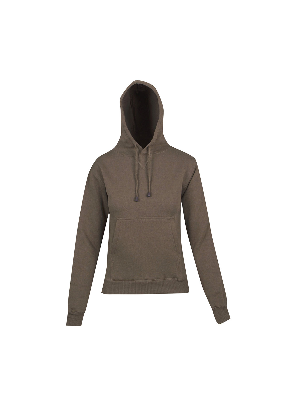 Ladies Kangaroo Pocket Khaki Hoodie