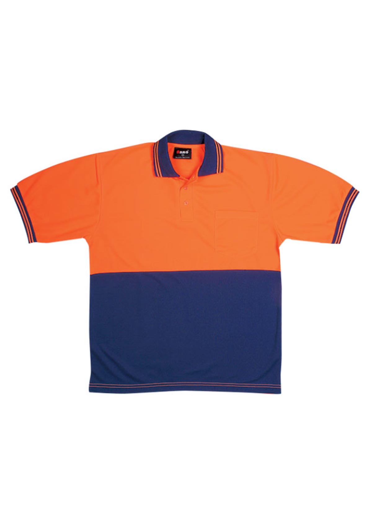 Mens Orange Navy Hi Vis Polo
