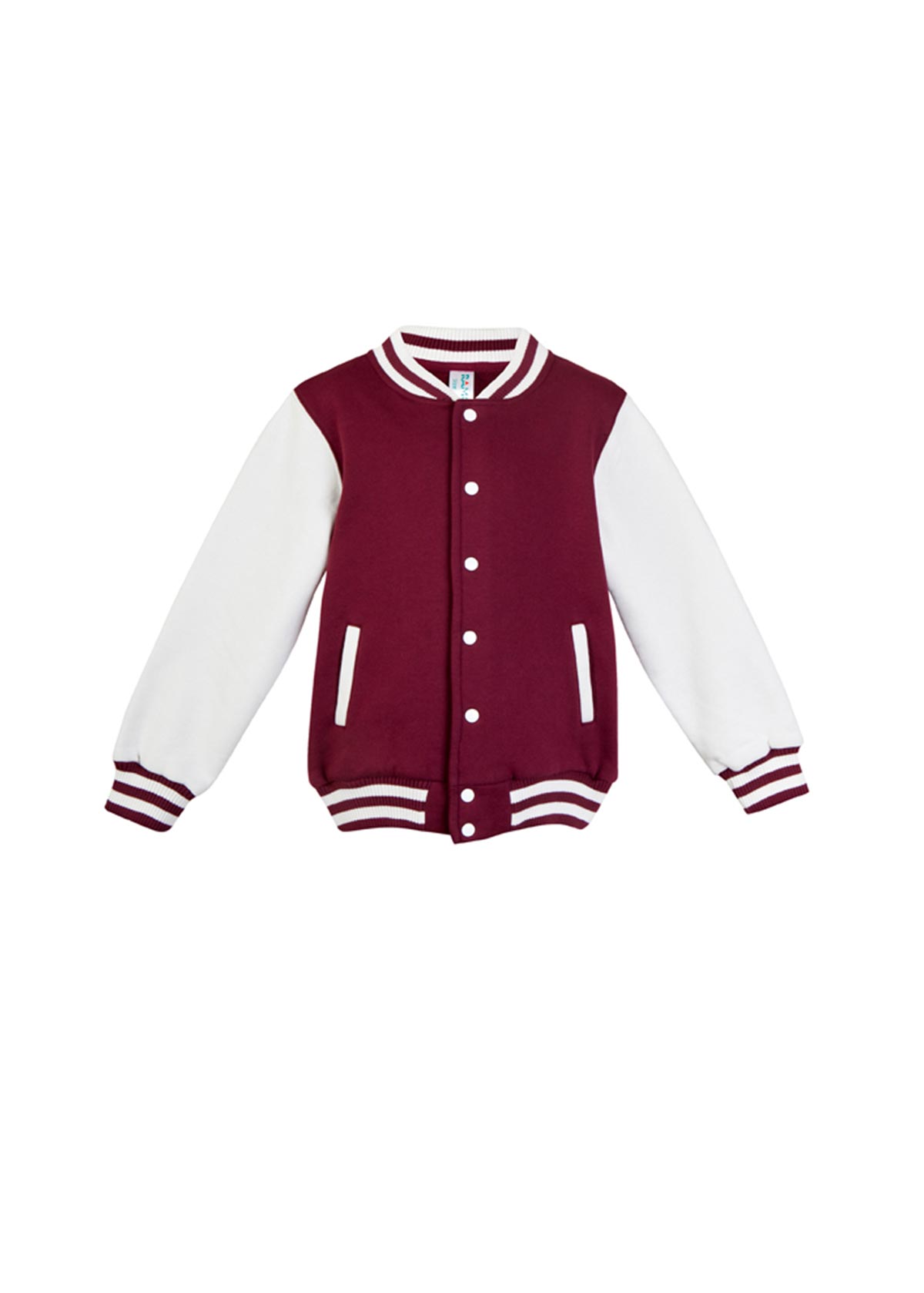 Kids Maroon White Varsity Jacket