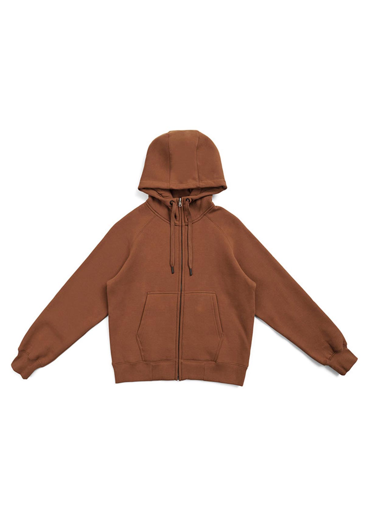 Womens Cotton Care Brown Zipper Hoodie